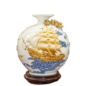 Bình hút lộc đắp nổi Thuận Buồm Xuôi Gió 30cm