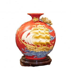 Bình hút lộc mệnh hỏa đắp nổi Thuận Buồm Xuôi Gió 27cm