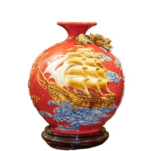 Bình hút lộc mệnh hỏa đắp nổi Thuận Buồm Xuôi Gió 30cm