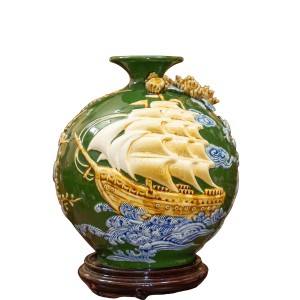 Bình hút lộc mệnh mộc đắp nổi Thuận Buồm Xuôi Gió 30cm