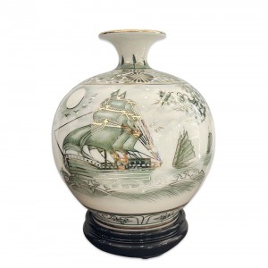 Bình hút lộc vẽ vàng Thuận Buồm Xuôi Gió Phú Quý men hoàng thổ