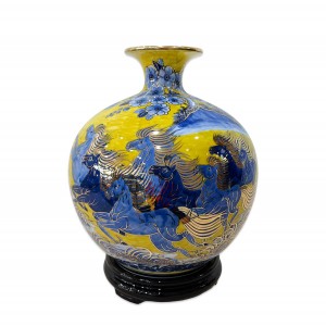 Bình hút tài lộc vẽ vàng Mã Đáo Thành Công nền vàng 30cm