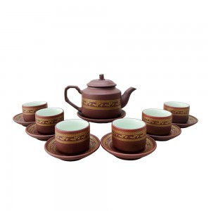 Bộ ấm chén tử sa Bát Tràng Âu Lạc dáng tích