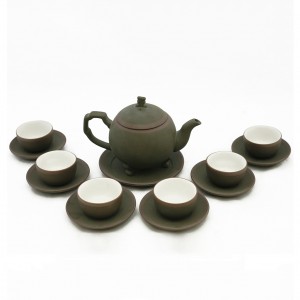 Bộ ấm chén tử sa Bát Tràng cây thông rêu kẻ chỉ