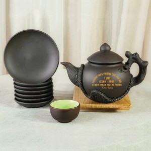 Bộ ấm chén tử sa in logo Trường THCS THƯỢNG CỐC - HÀ NỘI