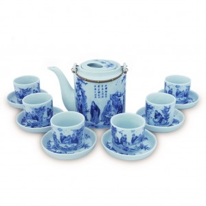 Bộ ấm tích Bát Tràng số 1 vẽ Trúc Lâm Thất Hiền 1,5l