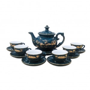 Bộ ấm trà Bát Tràng men xanh cổ vịt Hào Gia Phú Quý