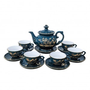 Bộ ấm trà Bát Tràng men xanh cổ vịt Vinh hoa Phú Quý