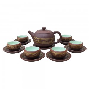 Bộ ấm trà tử sa Bát Tràng Âu Lạc 14 sản phẩm