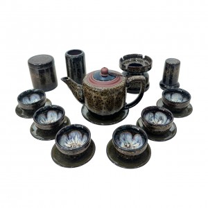 Bộ ấm trà tử sa Bát Tràng Đại Cẩm Thạch cao cấp đầy đủ phụ kiện