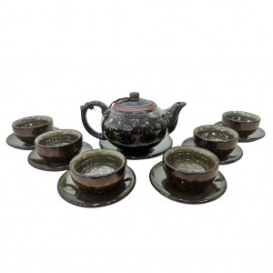 Bộ ấm trà tử sa hỏa biến cao cấp mã não