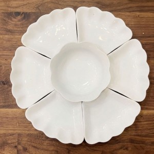 Bộ bát đĩa Bát Tràng mâm cúng gia tiên men trắng 7 món 45cm