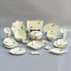 Bộ bát đĩa Bát Tràng vẽ nhụy sen BDNS66