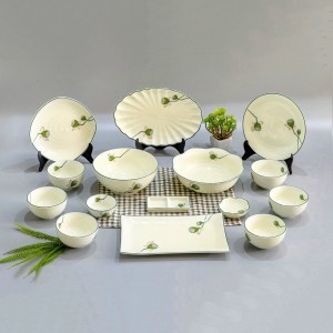 Bộ bát đĩa Bát Tràng vẽ nhụy sen BDNS88