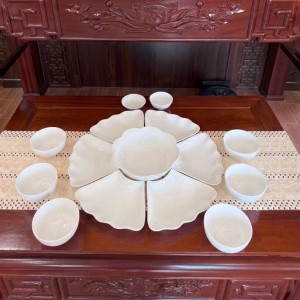 Bộ bát đĩa mâm cúng gia tiên men trắng 45cm