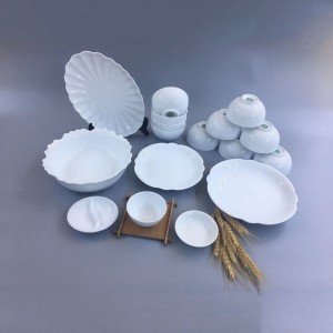 Bộ bát đĩa sứ Bát Tràng men trắng TABDT02