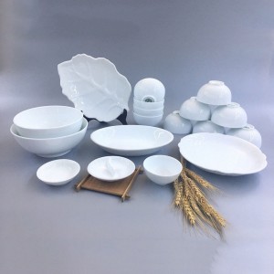 Bộ bát đĩa sứ Bát Tràng men trắng TABDT05