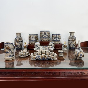 Bộ đồ thờ Bát Tràng men rạn nổi rồng Phúc Quý ban thờ 1m53