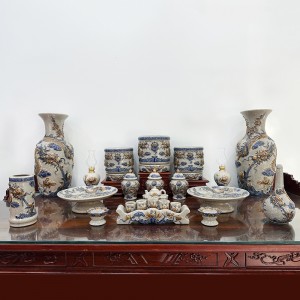 Bộ đồ thờ Bát Tràng men rạn nổi rồng Phúc Quý ban thờ 1m97