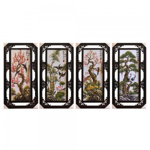 Bộ Tranh tứ quý đắp nổi cảnh Đào Trúc Cúc Tùng đắp nổi 82x42cm