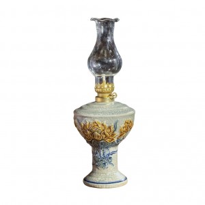 Đèn dầu thờ men rạn nổi hoa sen cao cấp Trường Xuân S2