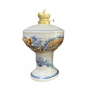 Đèn dầu thờ men rạn nổi rồng cao cấp Trường Xuân S1