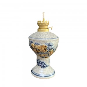 Đèn dầu thờ men rạn nổi rồng cao cấp Trường Xuân S2