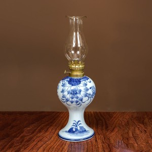 Đèn dầu thờ men xanh ngọc Lộc Phát hoa sen tròn bé