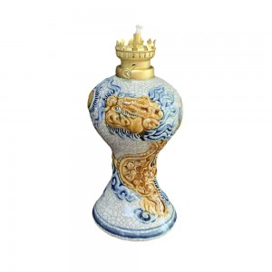 Đèn dầu thờ tròn men rạn nổi rồng cao cấp Trường Xuân S2