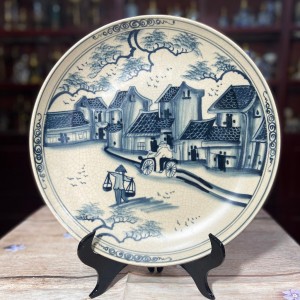 Đĩa cảnh trang trí men rạn Phố Cổ Hà Nội 35cm