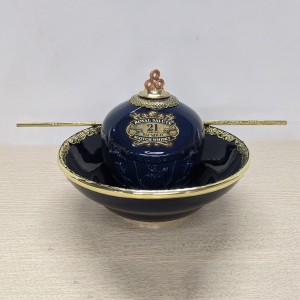 Điếu bát Chivas xanh tím Bát Tràng miệng loe