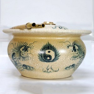 Điếu bát men rạn Song Long Chầu Nguyệt