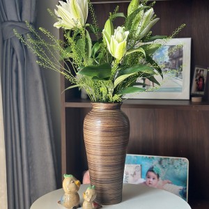 Lọ hoa gốm nâu mộc đùi dế cắm hoa ly, dơn sang trọng