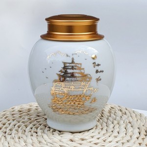 Hộp đựng chè trắng vẽ vàng Thuận Buồm Xuôi Gió