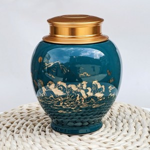 Hộp đựng chè xanh ngọc vẽ vàng Mã Đáo Thành Công