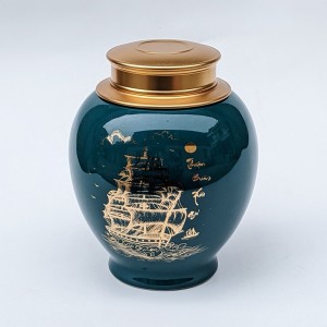 Hộp đựng chè xanh ngọc vẽ vàng Thuận Buồm Xuôi Gió