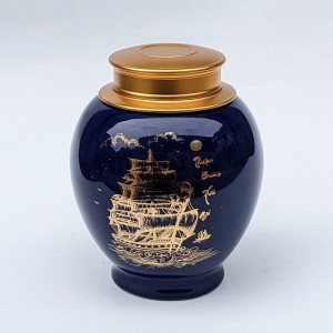 Hộp đựng chè xanh tím vẽ vàng Thuận Buồm Xuôi Gió