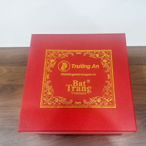 Hộp xi lót lụa vàng ấm chén cao cấp Bát Tràng