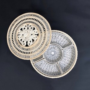 Khay mứt mây vẽ bèo tràm cổ