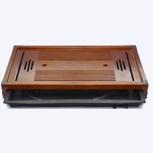 Khay trà tre giả gỗ bịt đồng 50cm