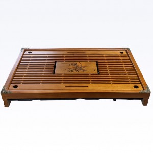 Khay trà tre vàng giả gỗ bịt đồng