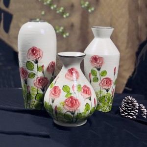 Lọ hoa Bát Tràng vẽ hoa hồng combo 5