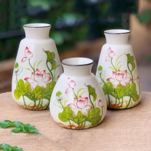 Lọ hoa Bát Tràng vẽ hoa sen combo 1