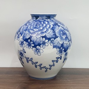 Lọ hoa decor Bát Tràng men lam Vò Nhỏ Ngàn Hoa Lửng