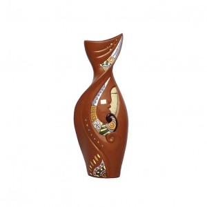 Lọ hoa gốm đất đỏ lá cao 34 cm