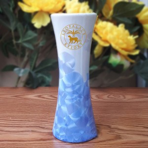 Lọ hoa men kết tinh in logo dáng ống ly S1