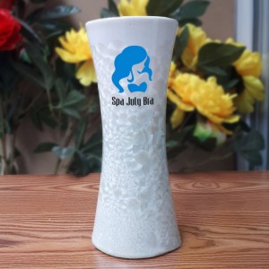 Lọ hoa men kết tinh in logo dáng ống ly S1