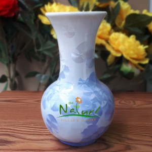 Lọ hoa men kết tinh in logo dáng tỏi bóng S2