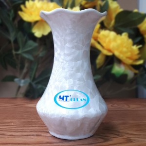 Lọ hoa men kết tinh in logo dáng tỏi dẹt S2