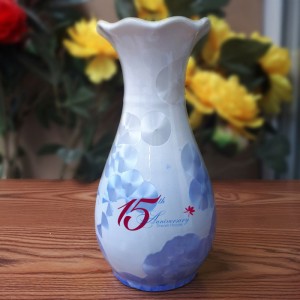 Lọ hoa men kết tinh in logo dáng tỳ bà s4